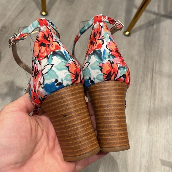 Kelly & Katie Daton Colourful Floral Fabric Strappy Sandals Block Heel 9.5 - Picture 8 of 10